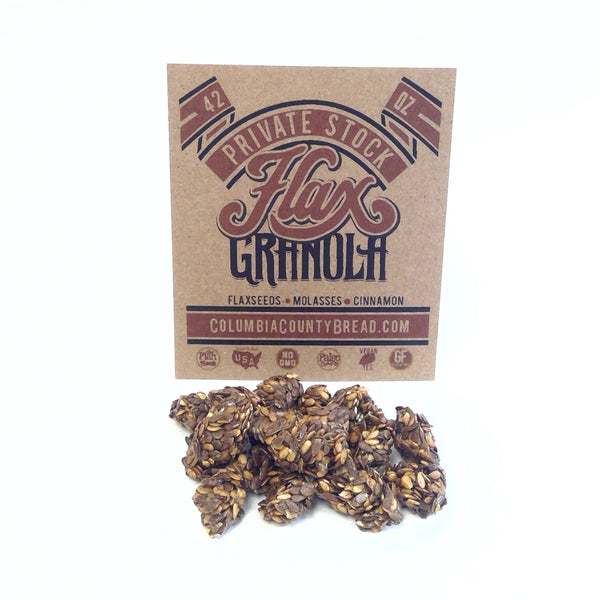 40 oz Private Stock Flax Granola contains whole flax, molasses and cinnamon.